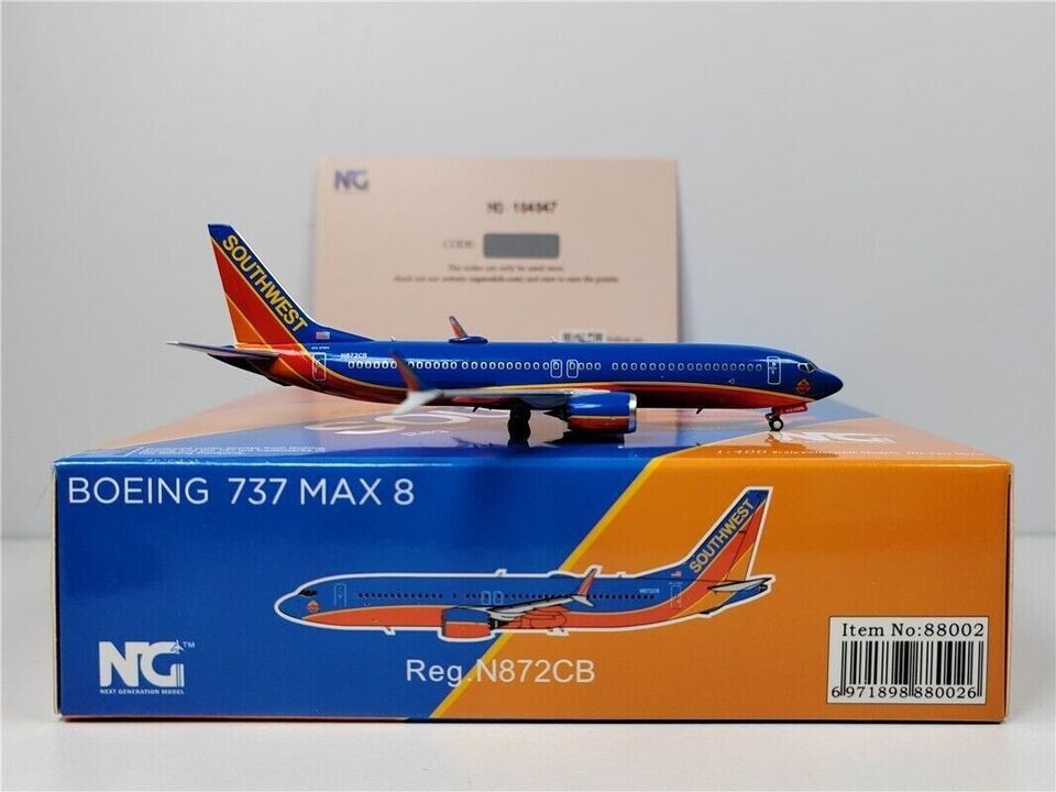 1:400 NG Model Southwest BOEING 737 MAX 8 Passenger Airplane Diecast Plane Model
