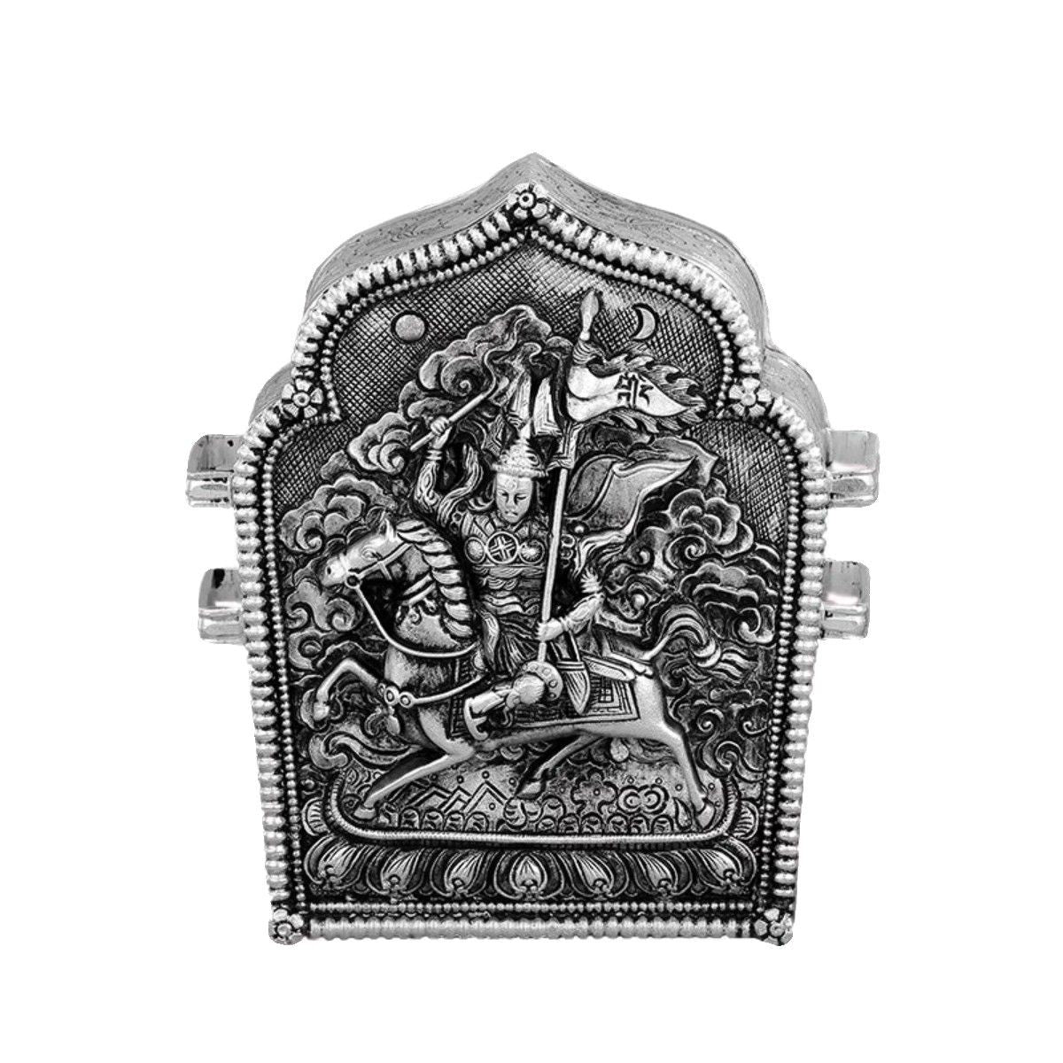 Vintage Gawu Box Pendant King Gesar Openable Tibetan Small Amulet Necklace