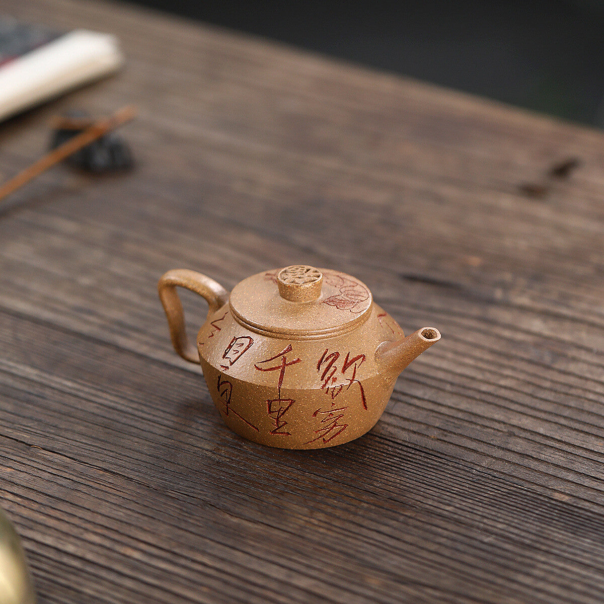 hand carved tea pot true yixing zisha duan clay master pot 9 infuser holes 170ml