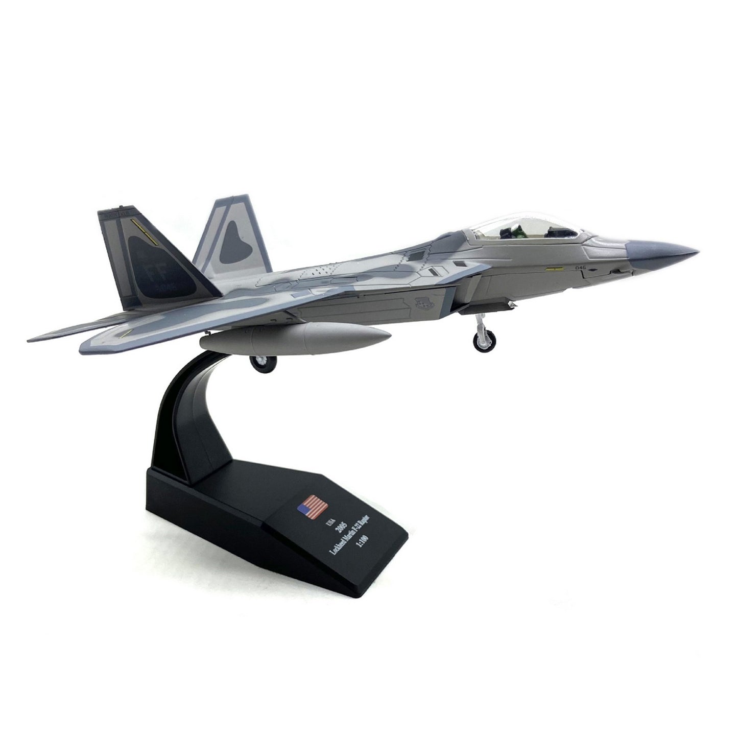 18cm 1:100 US F22 Raptor Stealth Fighter Alloy Aircraft Fighter Military Model B