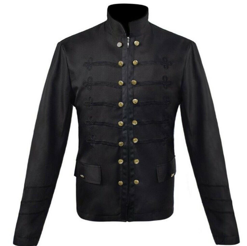 Men's Gothic Steampunk Blazer Jacket Stand Collar Long sleeve Slim Fit Cosplay