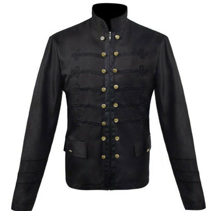 Men's Gothic Steampunk Blazer Jacket Stand Collar Long sleeve Slim Fit Cosplay