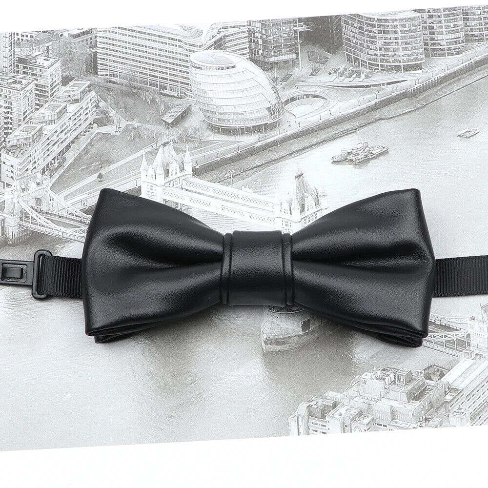 Men Bow Tie PU Leather Patchwork Female Necktie Adult Cravate Wedding Party Wear