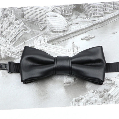 Men Bow Tie PU Leather Patchwork Female Necktie Adult Cravate Wedding Party Wear