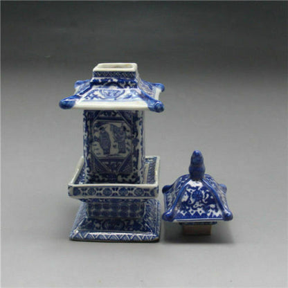 Jingdezhen Old Layered Tower Vase Chinese Blue and White Porcelain Collection