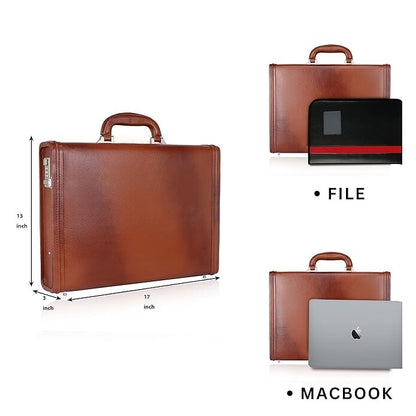 New Leather Travel Briefcase Side Combination Lock Office Business Handbag