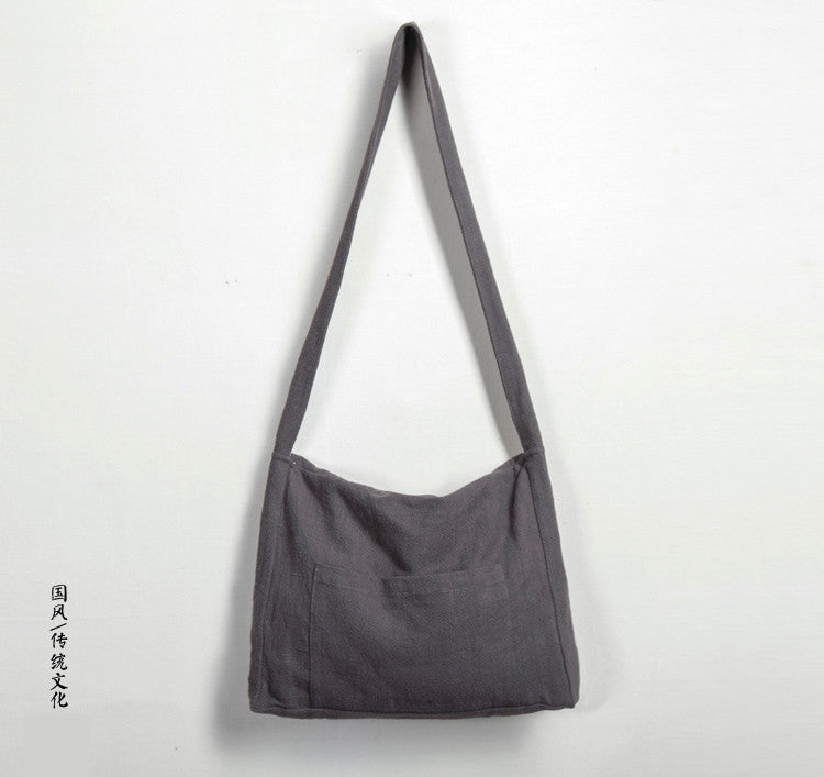 Chinese Buddhist Cotton Linen Crossbody Bags Zen Monk Meditation Shoulder Bag