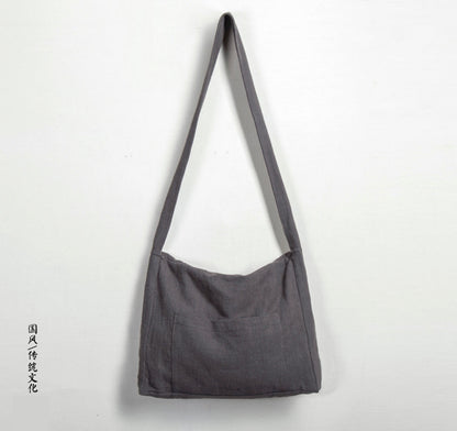 Chinese Buddhist Cotton Linen Crossbody Bags Zen Monk Meditation Shoulder Bag