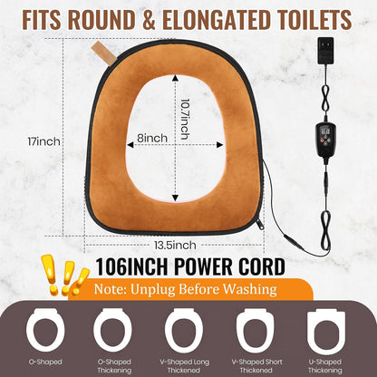 Heated Toilet Seat with Remote Control, Adjustable Temperature & Timer Settings,
