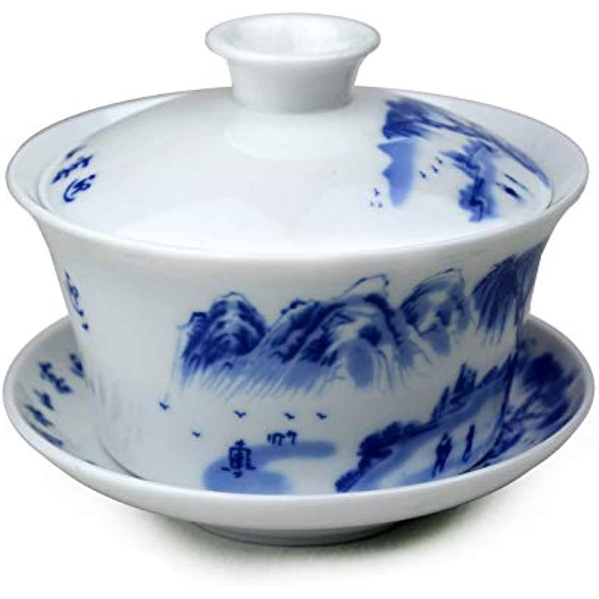 Porcelain Gaiwan Teacup White Glazed Tureen Chinese Sancai Cover Bowl Lip Cup