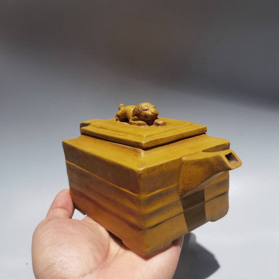 Chinese old Yixing Clay Teapot lettering pumpkin Purple sand Teapot 420cc