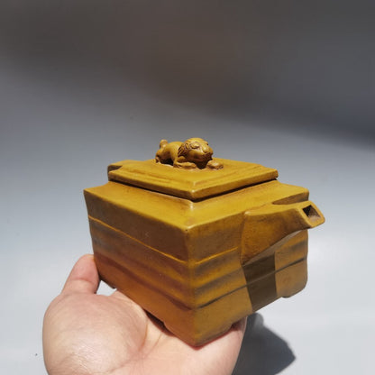 Chinese old Yixing Clay Teapot lettering pumpkin Purple sand Teapot 420cc