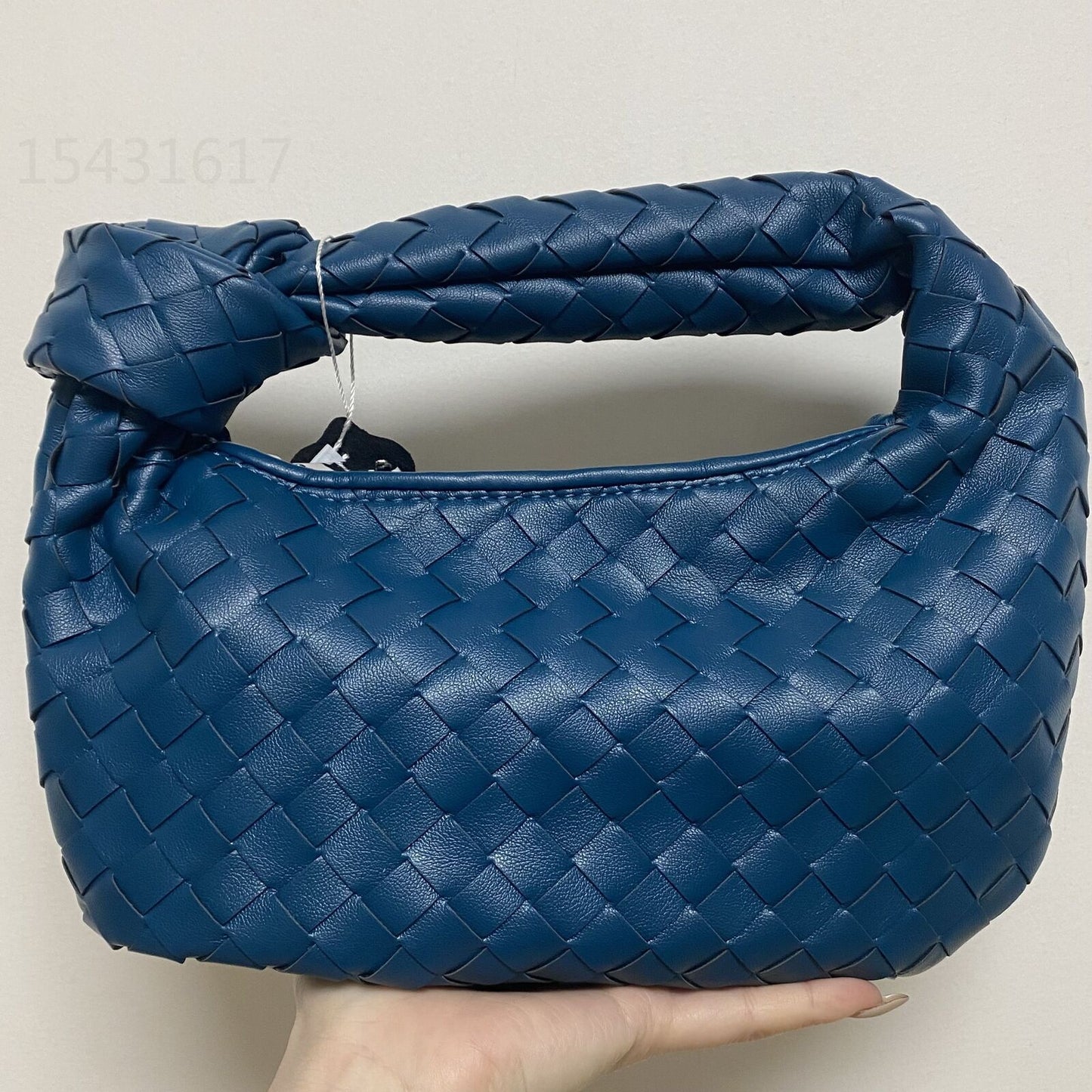 Leather Handbag Mini Shoulder Bag Purse Style Silver Weave Soft Underarm Bags