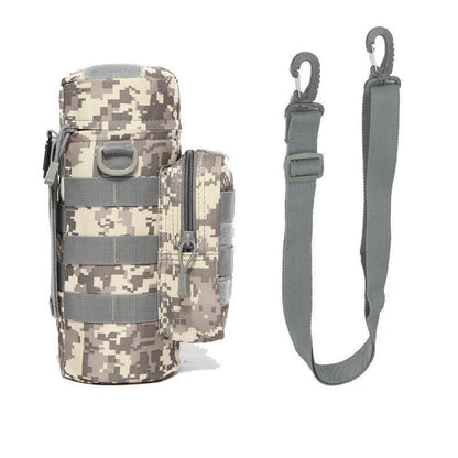 Tactical Molle Water Bottle Pouch Kettle Climbing Waist Shoulder Bag Outdoor