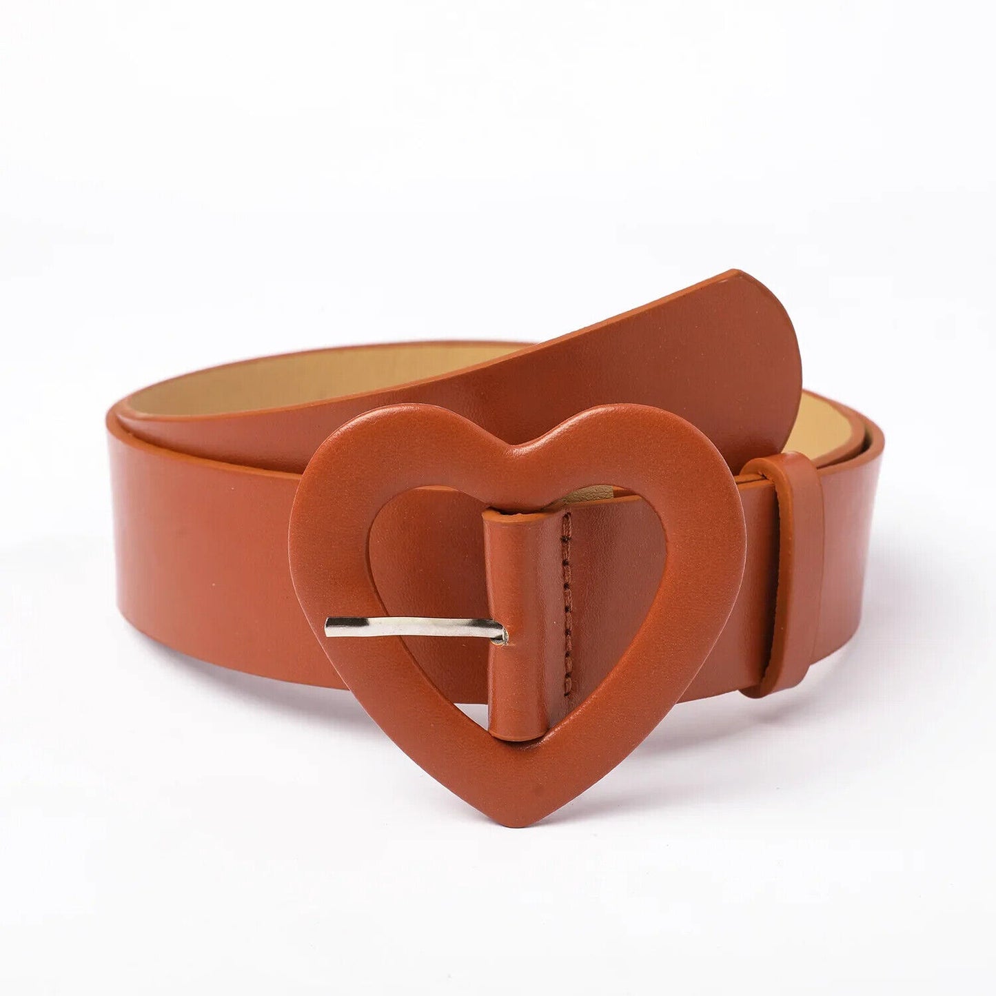Women Belts Wide Leather Heart Buckle Button Decoration Skirt Fashion Waistbands