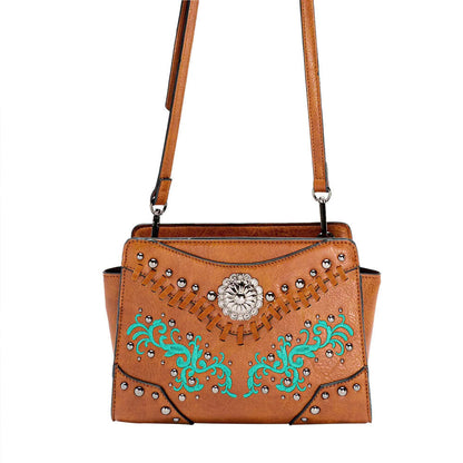 Brown Women Studs Luxury Designer Handbag Crossbody Bag Makeup Bag Purse Wallet
