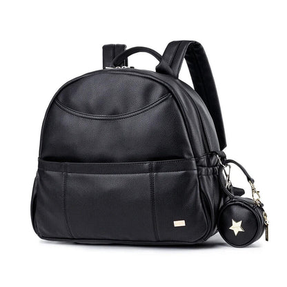PU Black Diaper Backpack Baby Pockets Diaper Bag for Mother Travel Bag