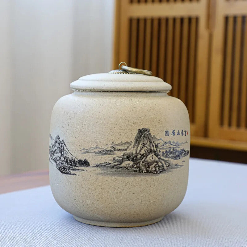 Tea Jar Ceramic Sealed Tank Home Pu 'er Tea Storage Container Tea Set Accessorie