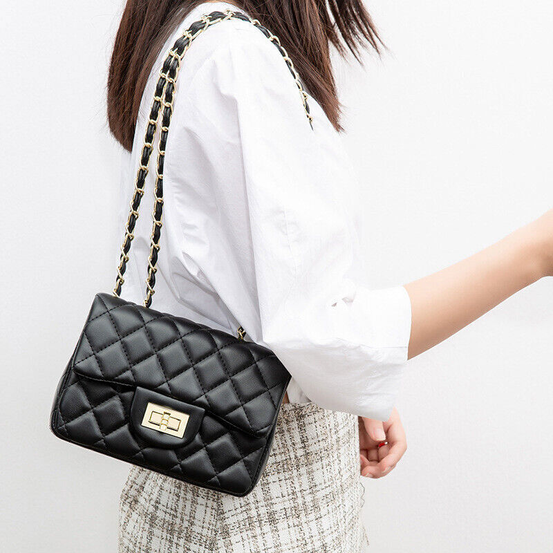 Women's Ladies Diamond Pattern Plaid Leather Messenger Shoulder Bag Small Bags