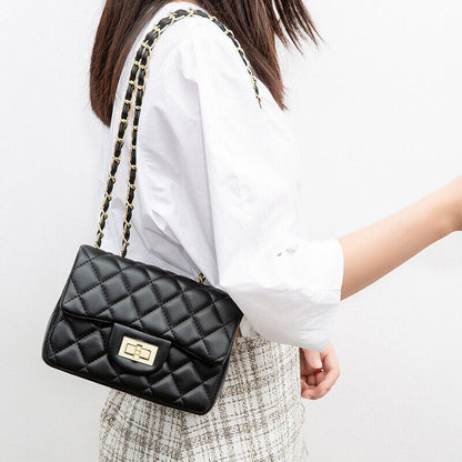 Women's Ladies Diamond Pattern Plaid Leather Messenger Shoulder Bag Small Bags