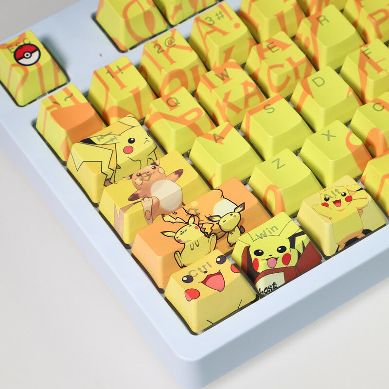 New Anime Pokémon 108 Keys PBT Light Backlit Keycap Set F/Mechanical Keyboard