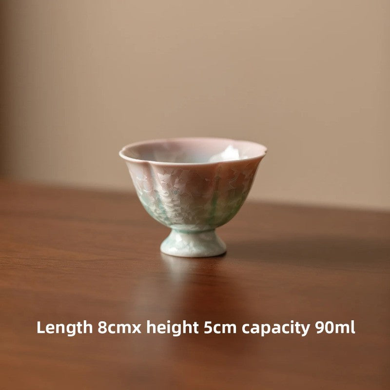 90ml Ceramic Crystal Glaze High Foot Cup Tea-tasting Fragrance Cup Master Cup