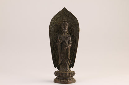 Blessing Rare Chinese copper kwan-yin Figure statue collect bronze table decor