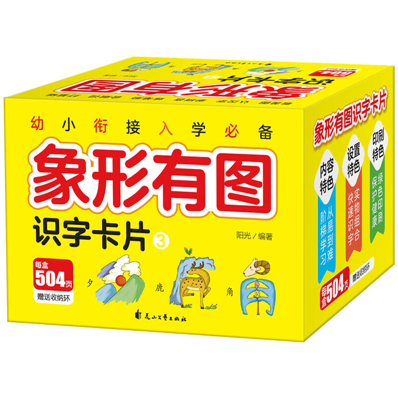 504pcs Chinese hanzi card Pictographic literacy pinyin book for kids 象形有图识字卡3