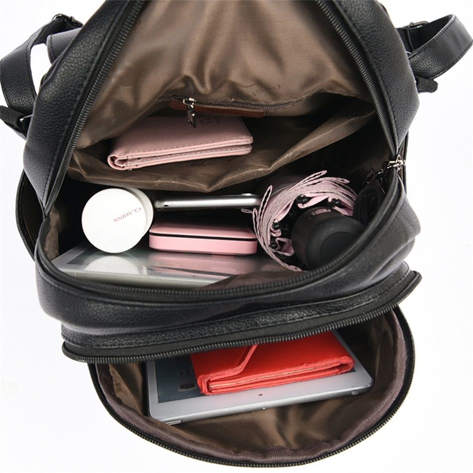 Leather Backpack Purse Luxury Bags Multifunction Travel Rucksack School Book Bag