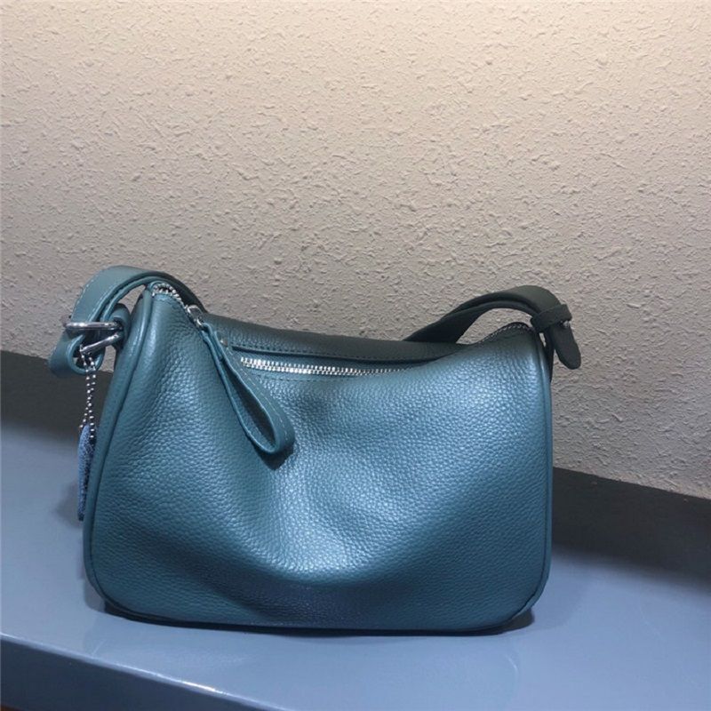 Underarm Bag One Shoulder Head Layer Soft Cowhide Bags Purse Polyester Zipper