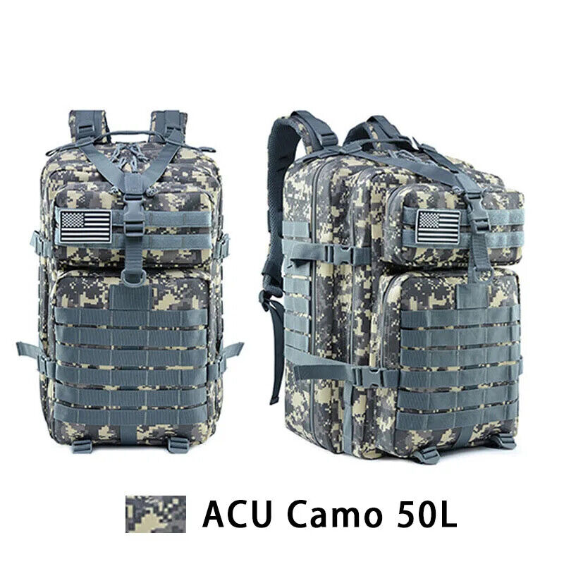 Men'sTactical Backpack 50L Army Military Outdoor Hiking Camping Hunting Bag