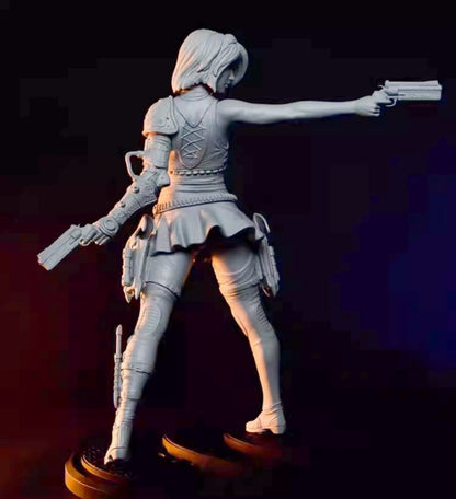 1/24 resin figure model 3D printing of double armed female warrior unassembled