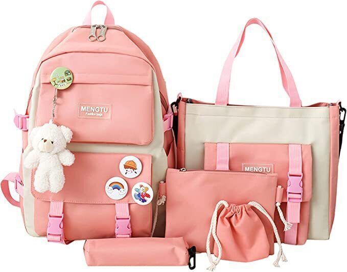 5Pcs Girls School Bag Set Women Girls Backpack Student Bookbag Travel Bag