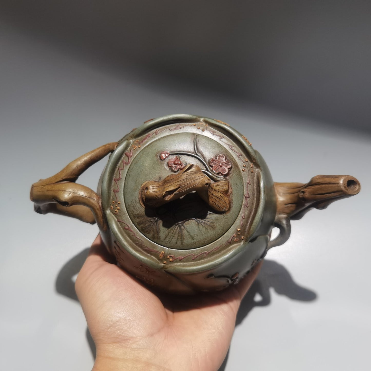 Chinese Yixing Zisha Clay Exquisite Teapot Tea Collectibles Plum Blossom Carved