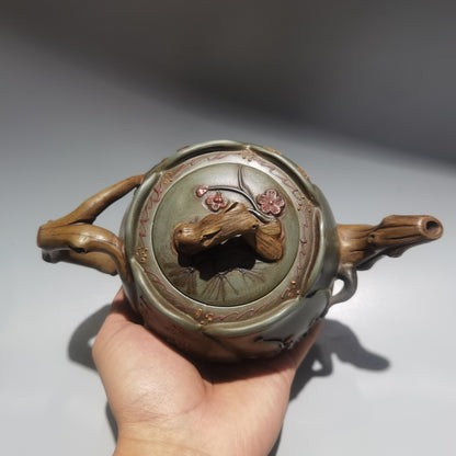 Chinese Yixing Zisha Clay Exquisite Teapot Tea Collectibles Plum Blossom Carved