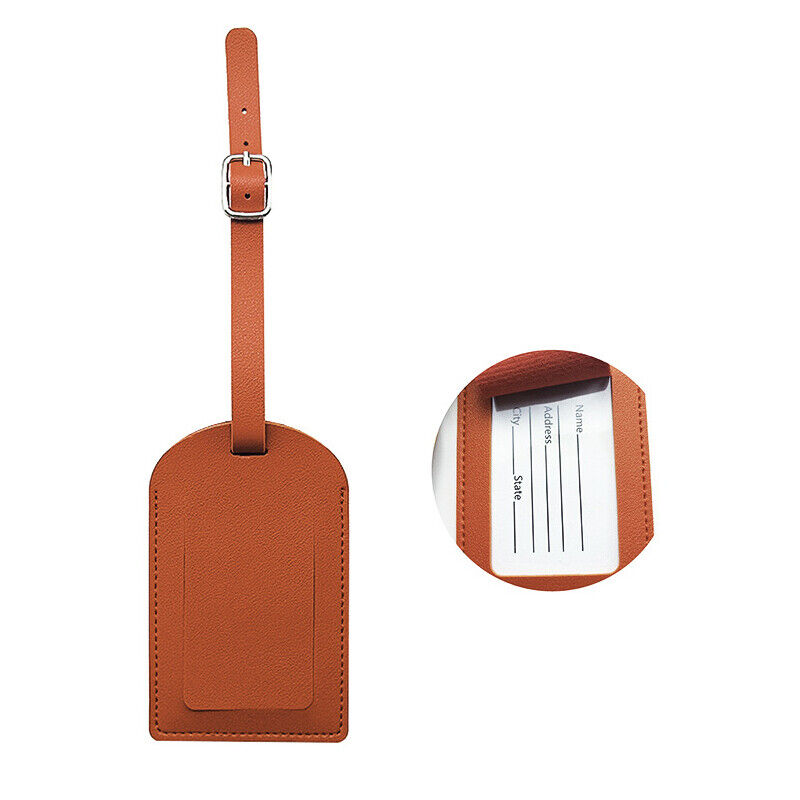 Travel Leather PU Luggage Tags Suitcase ID Card Name Label Baggage Address Tag