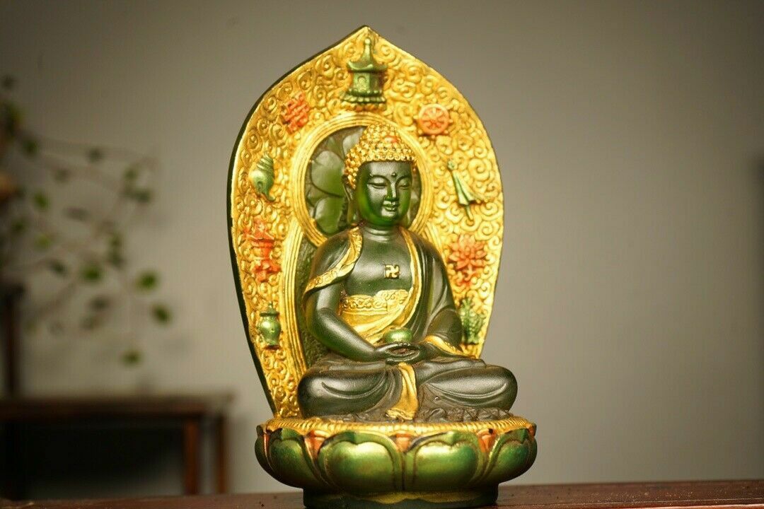 Chinese Old Beijing Glaze Gilded Handmade Exquisite Buddha Statue