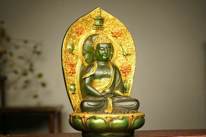 Chinese Old Beijing Glaze Gilded Handmade Exquisite Buddha Statue