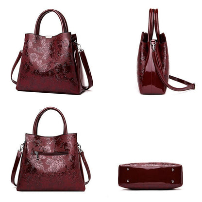 3D Flowers Print Tote Bag 2 Sets Purses Handbag Shoulder Crossbody Polyester