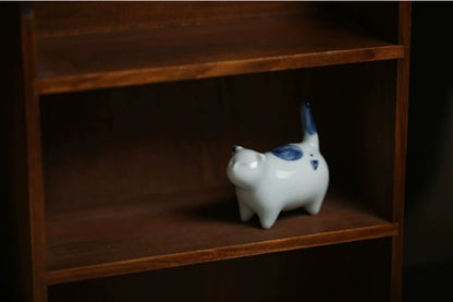 Chinese Tea Spirit Ceramic Cute Cat Tea Pet Figurines Tea Ceremony Zen Table