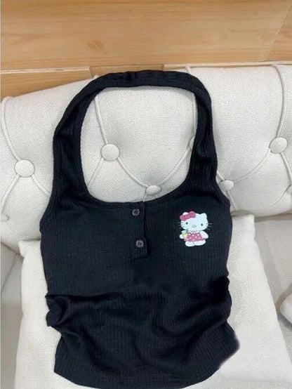 Hello Kitty Cute ladies Crop Top - Blue，Pink high quality