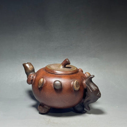 Chinese Yixing Zisha Clay Handmade Exquisite Teapot （百果壶 底款：蒋蓉）