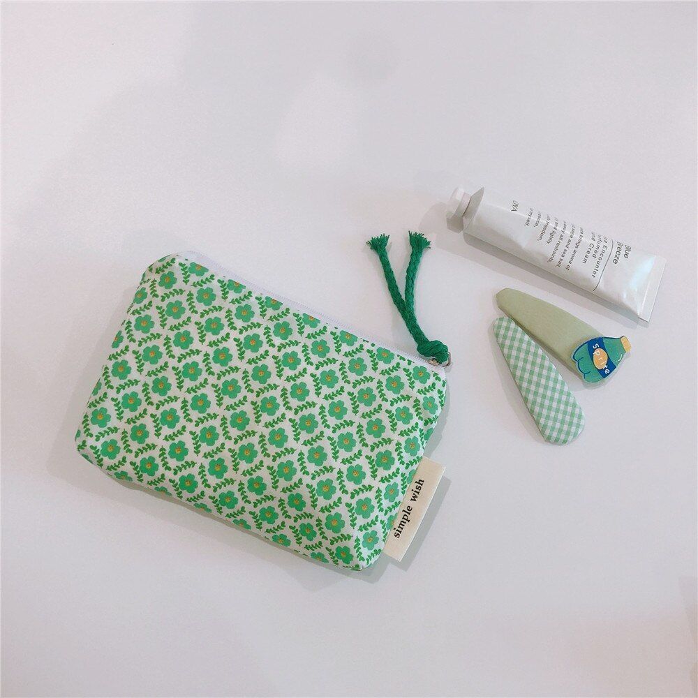 Small Cosmetic Make Up Bag Cotton Floral Organizer Bags Lipstick Purse Coin 1 PC