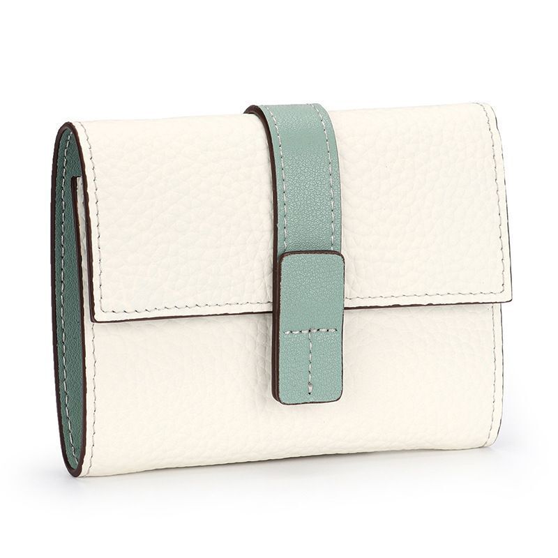 Coin Purse Short Wallets Trifold Money Bag Flap Snap Cowhide Card Holder Clutch