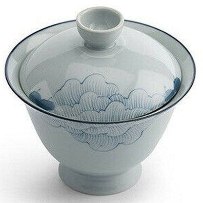 120ml Chinese Porcelain Gaiwan Hand Painted Lotus Tea Cup Bowl Kung Fu Tea Set