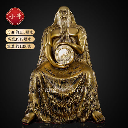 18cm Brass Fuxi Bronze Statue Bagua Ornaments Patriarch Offering Buddhist Temple