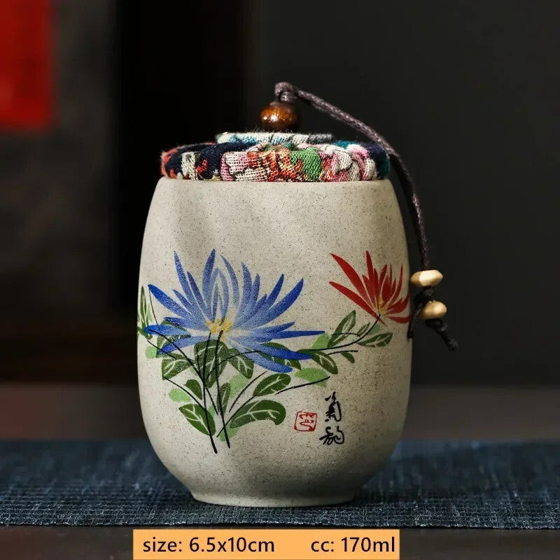 Portable Ceramic Tea Jar Container Sealed Jar Small Tea Box Mini Storage