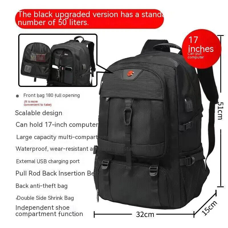 Travel Backpack Men Business Bag Outdoor Sports Backpacks Shoes Pocket