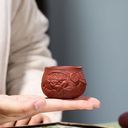Handmade Carved Toad Relief Master Cup Real Yixing Zisha Personal Tea Cup 80ml