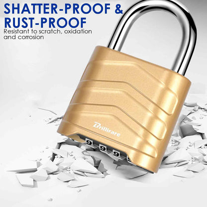 Combination Lock, 4 Digit Heavy Duty Padlock Metal Outdoor, Weatherproof Alloy L